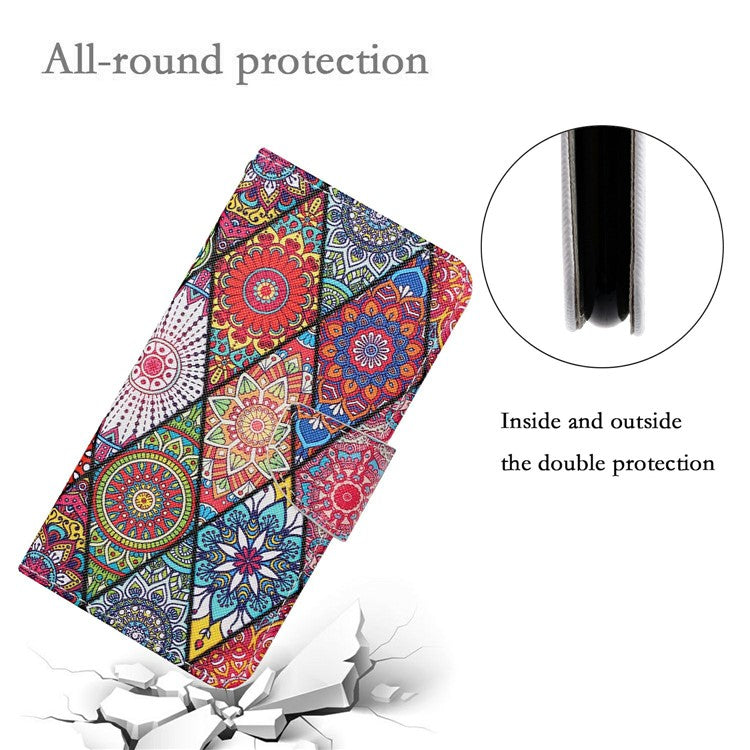 For Xiaomi Redmi Note 14 5G Case Pattern Printing Protective Leather Folio Phone Cover - Rhombus Totem