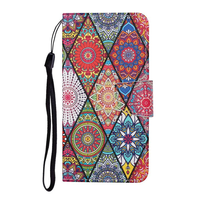 For Xiaomi Redmi Note 14 5G Case Pattern Printing Protective Leather Folio Phone Cover - Rhombus Totem