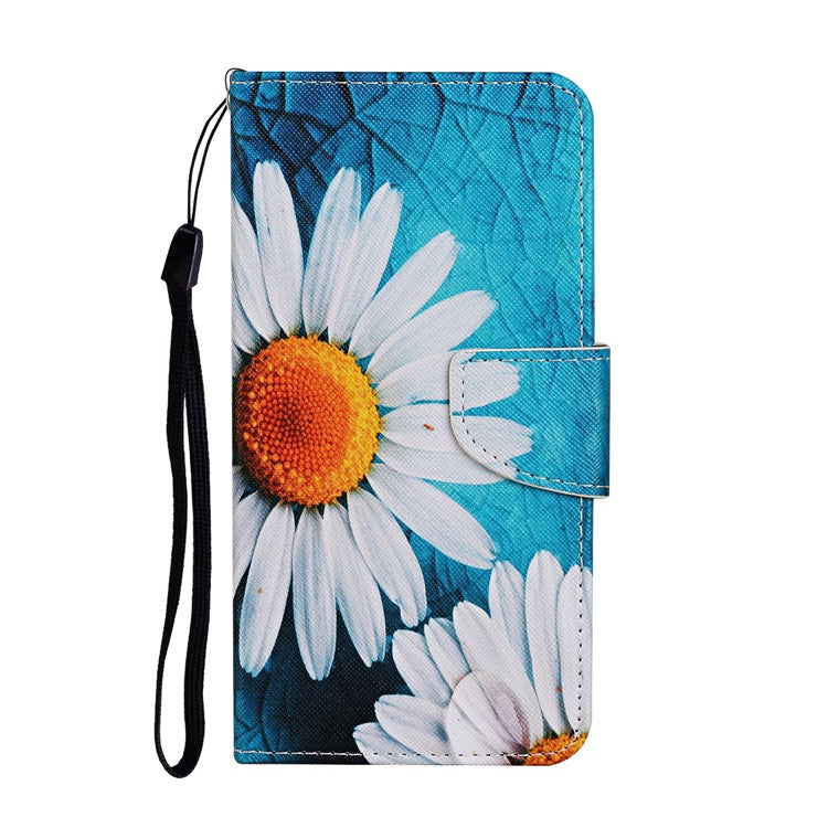 For Xiaomi Redmi Note 14 5G Case Pattern Printing Protective Leather Folio Phone Cover - Large Chrysanthemum