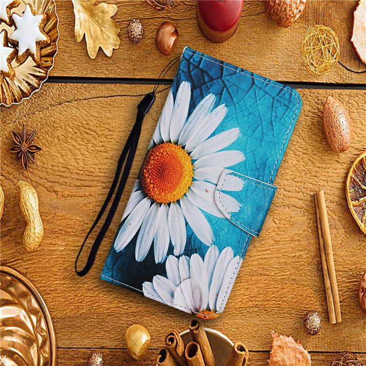 For Xiaomi Redmi Note 14 5G Case Pattern Printing Protective Leather Folio Phone Cover - Large Chrysanthemum