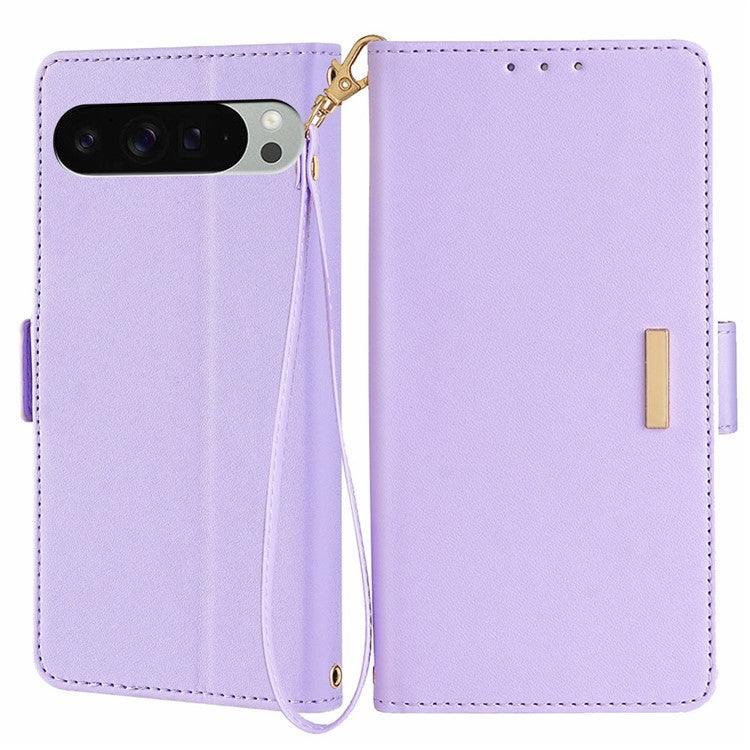 For Google Pixel 9 Pro XL Leather Wallet Case RFID Blocking Stand Cover with Hand Strap - Purple