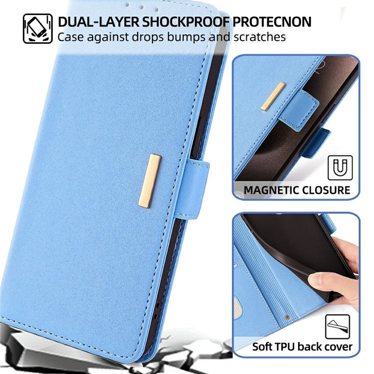 For Google Pixel 9 Pro XL Leather Wallet Case RFID Blocking Stand Cover with Hand Strap - Blue