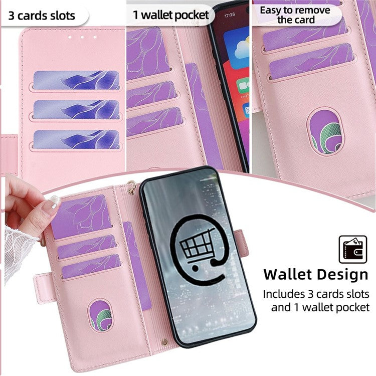 For Google Pixel 9 Pro XL Leather Wallet Case RFID Blocking Stand Cover with Hand Strap - Pink