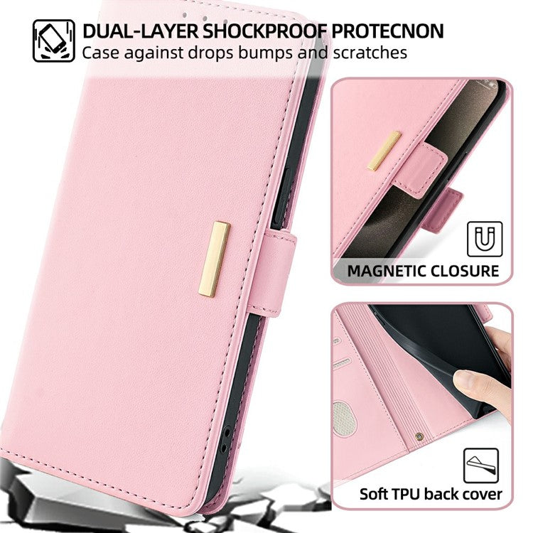 For Google Pixel 9 Pro XL Leather Wallet Case RFID Blocking Stand Cover with Hand Strap - Pink