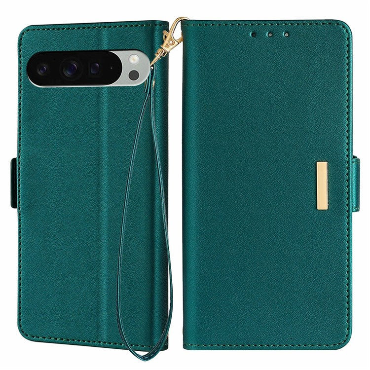 For Google Pixel 9 Pro XL Leather Wallet Case RFID Blocking Stand Cover with Hand Strap - Green