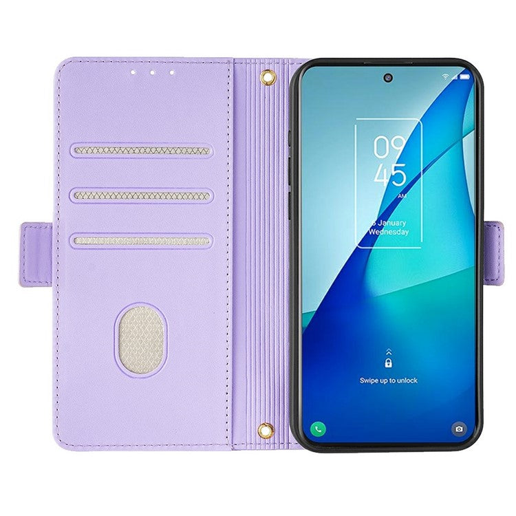 For Google Pixel 8a Leather Wallet Case RFID Blocking Stand Cover with Hand Strap - Purple