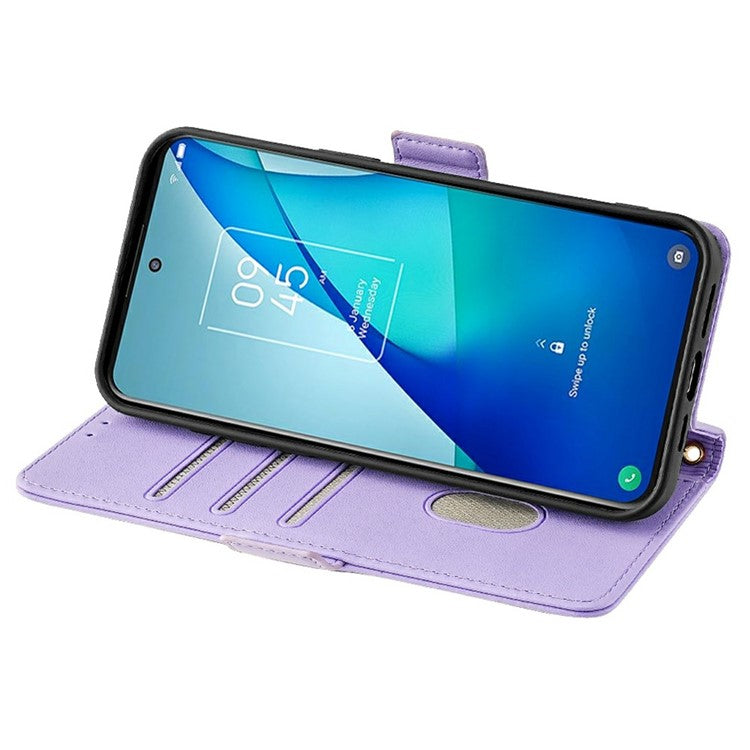 For Google Pixel 8a Leather Wallet Case RFID Blocking Stand Cover with Hand Strap - Purple