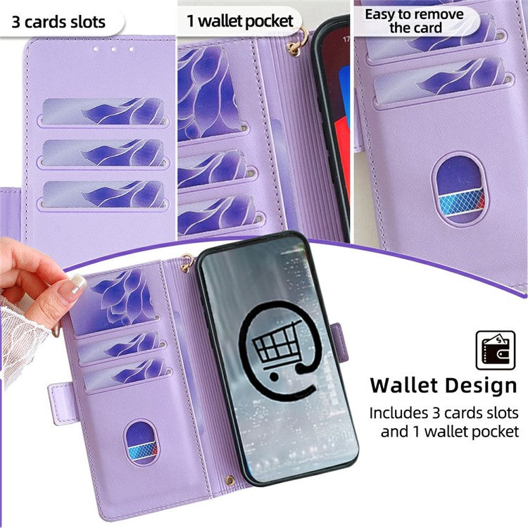 For Google Pixel 8a Leather Wallet Case RFID Blocking Stand Cover with Hand Strap - Purple