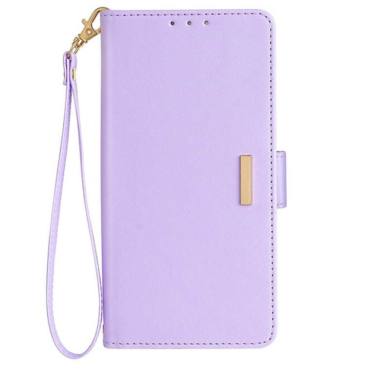 For Google Pixel 8a Leather Wallet Case RFID Blocking Stand Cover with Hand Strap - Purple