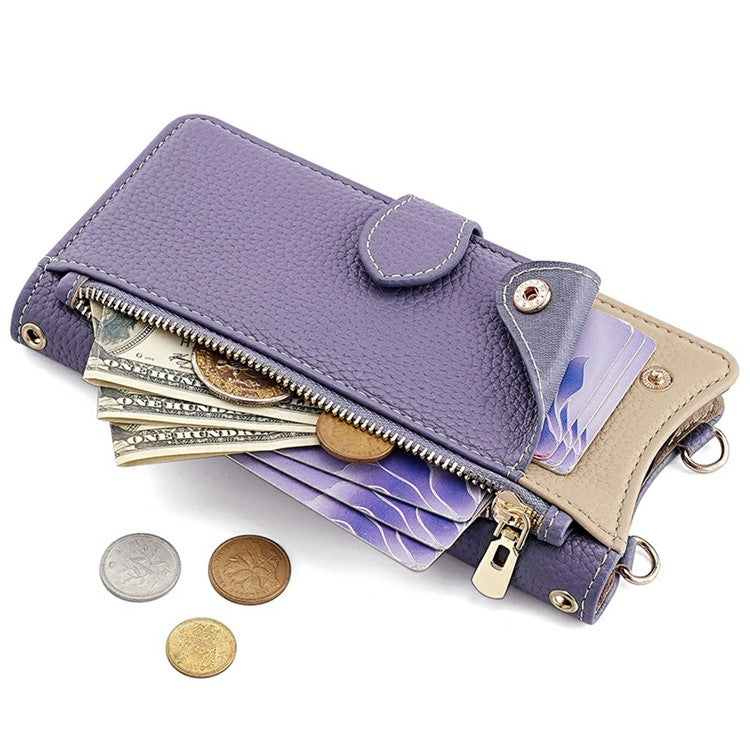 For Google Pixel 8 Leather Case Wallet Stand Cover Irregular Tail Style with Chain Strap - Purple