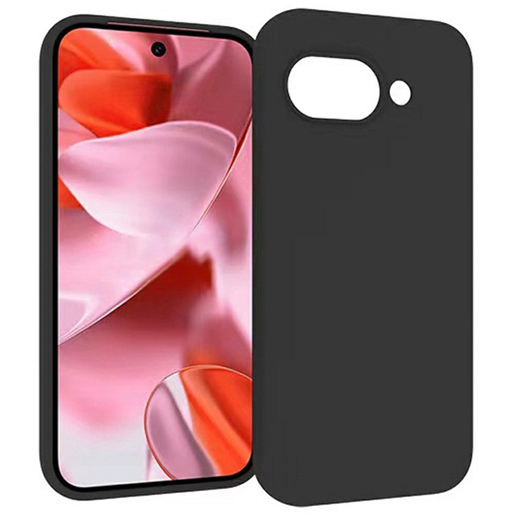 For Google Pixel 9a Case Soft Matte Back TPU Black Phone Cover, Large Cutout