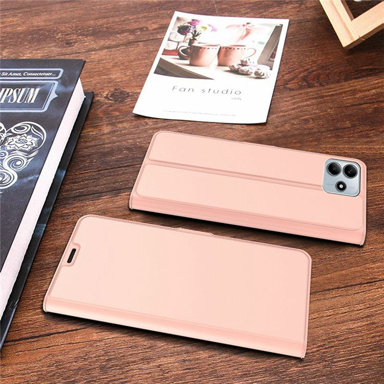 For Xiaomi Redmi Note 14 5G Case Shockproof TPU Inner Shell Leather Phone Cover Card Slot - Rose Gold