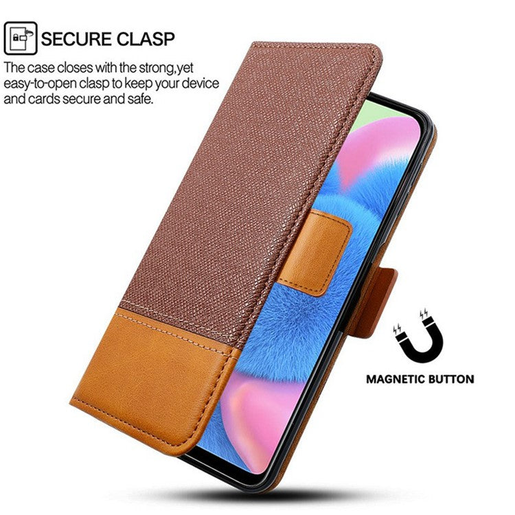 For Xiaomi Redmi Note 14 5G Case Color Splicing PU Leather Wallet Phone Cover - Brown