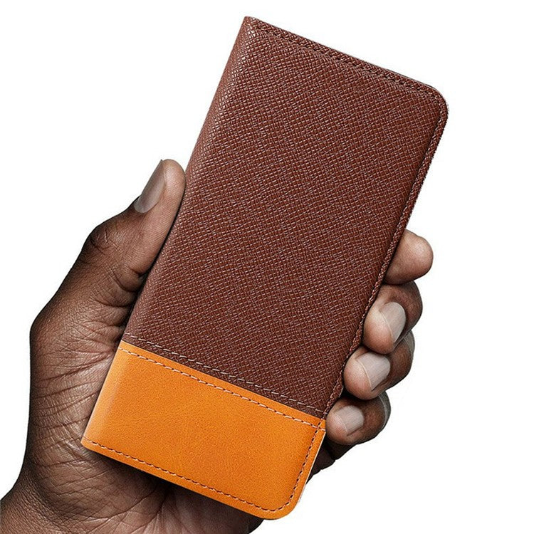 For Xiaomi Redmi Note 14 5G Case Color Splicing PU Leather Wallet Phone Cover - Brown