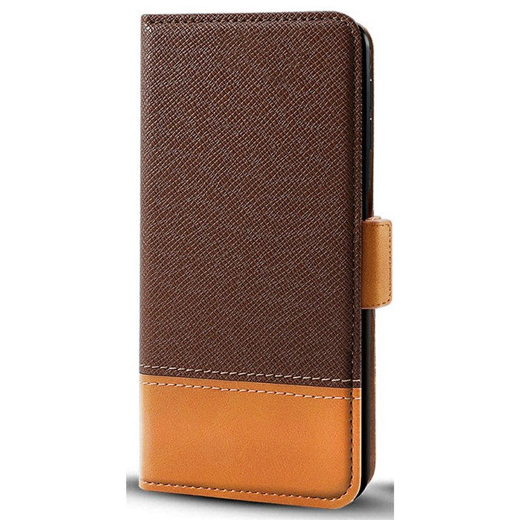 For Xiaomi Redmi Note 14 5G Case Color Splicing PU Leather Wallet Phone Cover - Brown