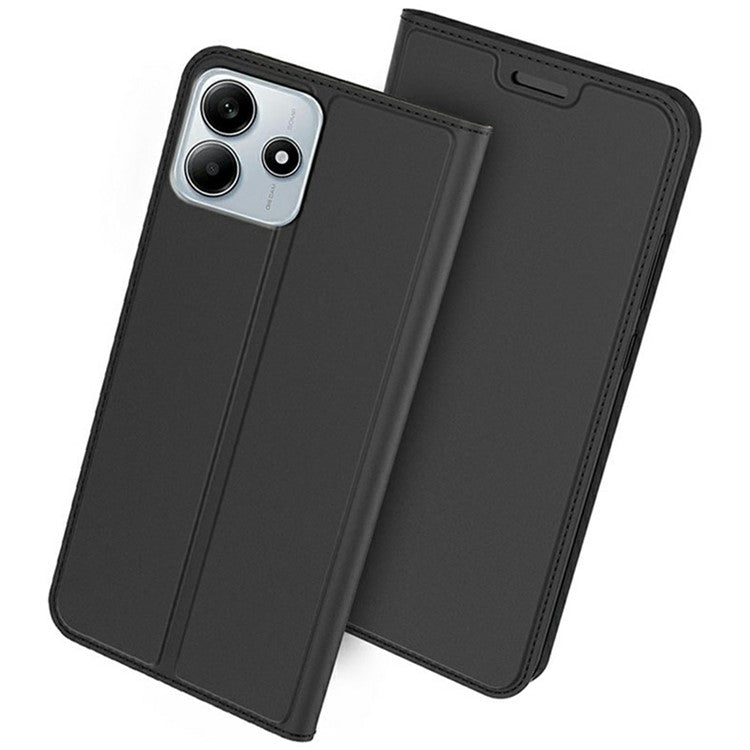 For Xiaomi Redmi Note 14 5G Case PU Leather Phone Cover with Card Holder Stand Magnetic Closure - Black