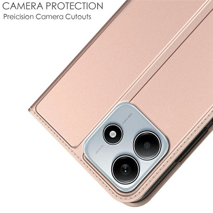 For Xiaomi Redmi Note 14 5G Case PU Leather Phone Cover with Card Holder Stand Magnetic Closure - Rose Gold