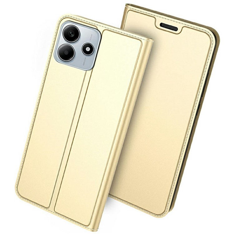 For Xiaomi Redmi Note 14 5G Case PU Leather Phone Cover with Card Holder Stand Magnetic Closure - Gold