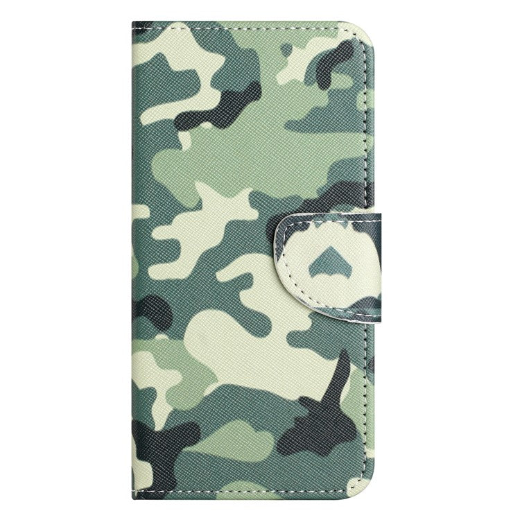 For Google Pixel 9a Leather Case Pattern Printing Cross Texture Phone Cover - Camouflage