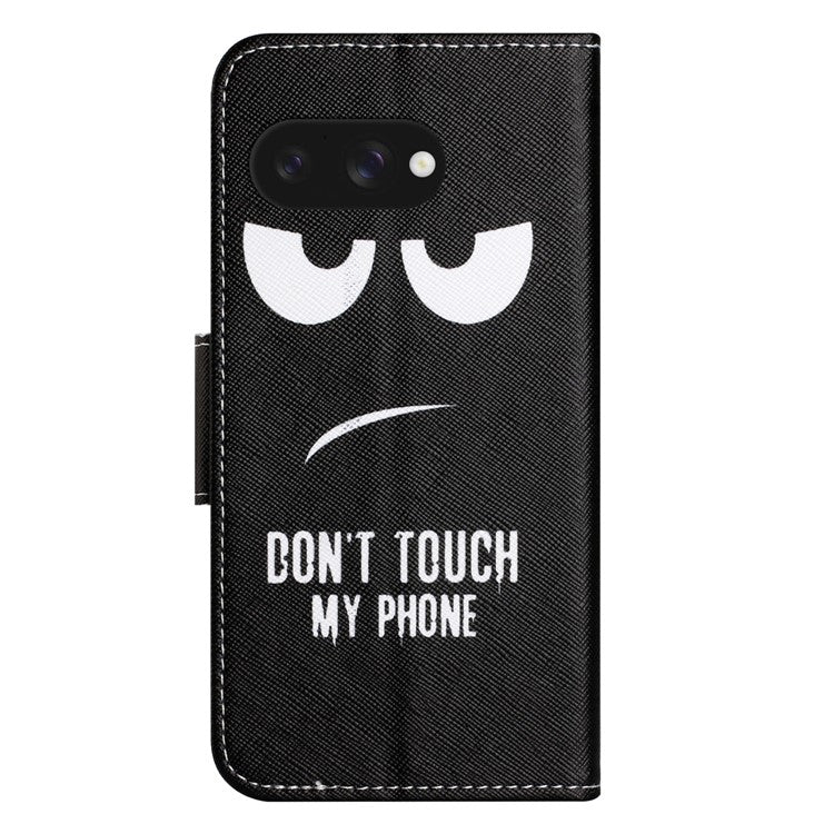 For Google Pixel 9a Leather Case Pattern Printing Cross Texture Phone Cover - Don't Touch My Phone