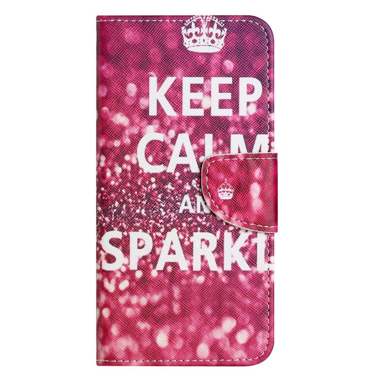 For Google Pixel 9a Leather Case Pattern Printing Cross Texture Phone Cover - Keep Calm and Sparkle