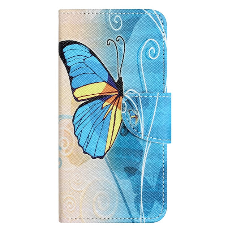 For Google Pixel 9a Leather Case Pattern Printing Cross Texture Phone Cover - Butterfly