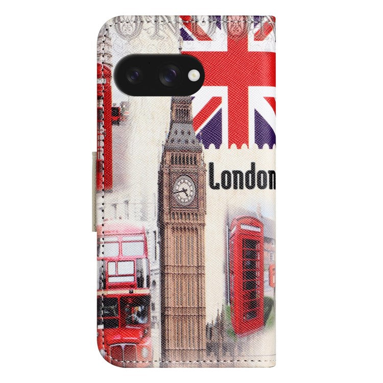 For Google Pixel 9a Leather Case Pattern Printing Cross Texture Phone Cover - London Big Ben