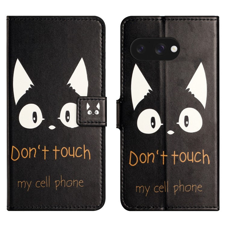 For Google Pixel 9a Case Pattern Print PU Leather Wallet Phone Cover - Cat Ears