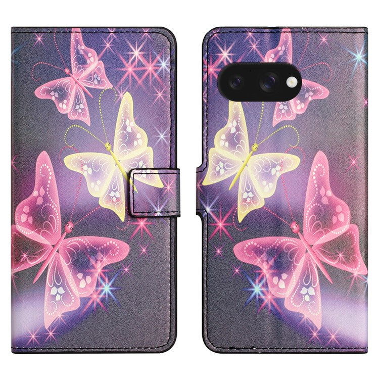 For Google Pixel 9a Case Pattern Print PU Leather Wallet Phone Cover - Illusion Butterfly