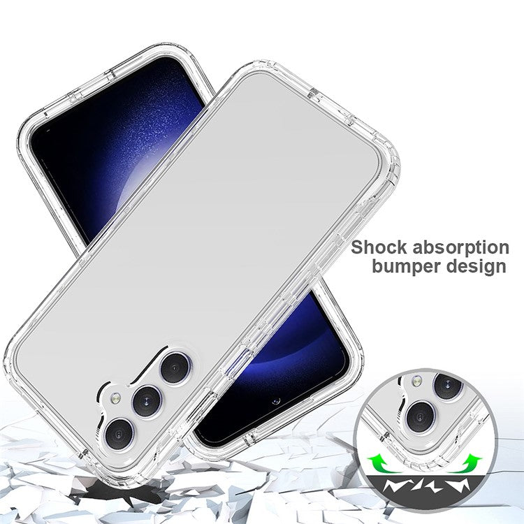 For Samsung Galaxy S24 FE Case PC+TPU Clear Phone Cover with PET Screen Film - Transparent