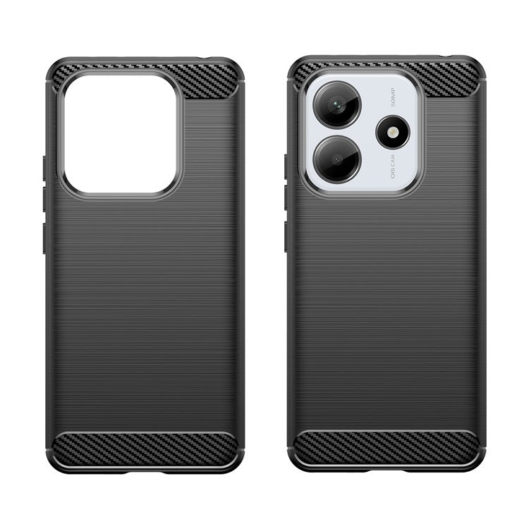 For Xiaomi Redmi Note 14 5G Case Carbon Fiber Texture TPU Brushed Phone Cover - Black