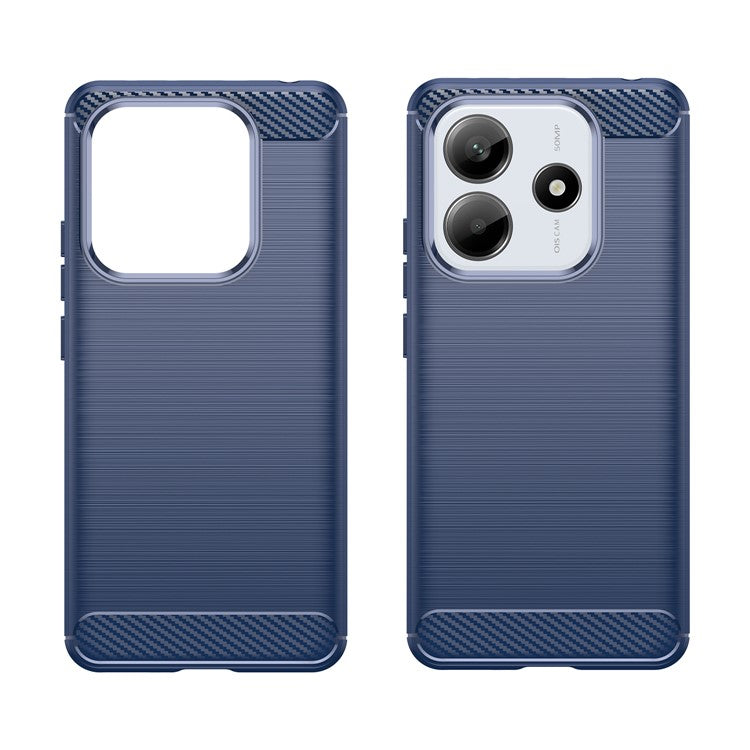 For Xiaomi Redmi Note 14 5G Case Carbon Fiber Texture TPU Brushed Phone Cover - Blue