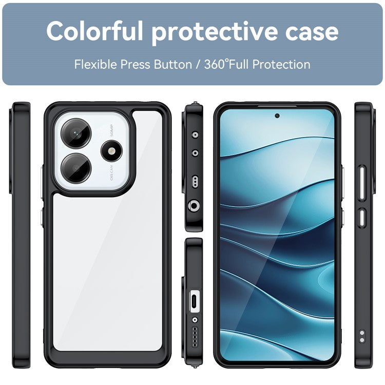 For Xiaomi Redmi Note 14 5G Case TPU +Acrylic Protective Clear Phone Cover - Black