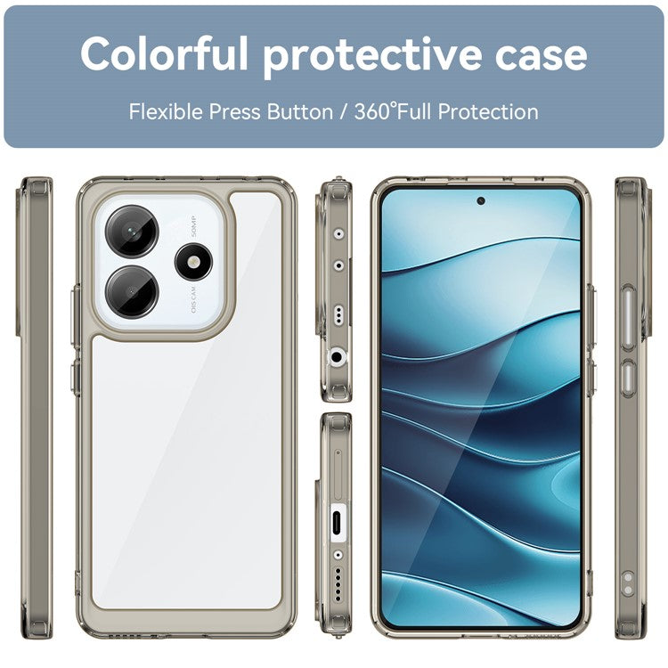 For Xiaomi Redmi Note 14 5G Case TPU +Acrylic Protective Clear Phone Cover - Transparent Grey