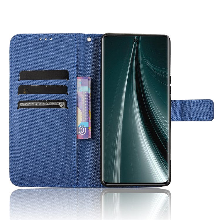 For vivo T3 Pro 5G / iQOO Z9s Pro 5G Case PU Leather Diamond Texture Wallet Phone Cover - Blue