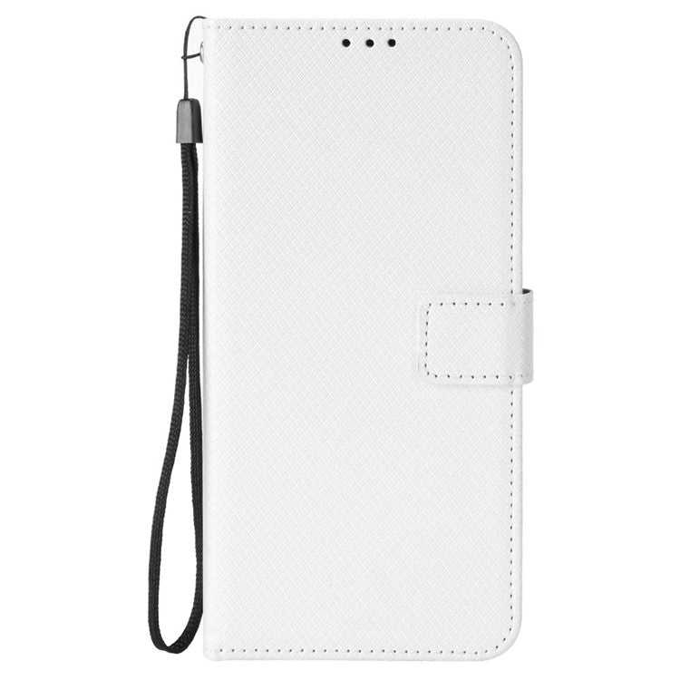 For vivo T3 Pro 5G / iQOO Z9s Pro 5G Case PU Leather Diamond Texture Wallet Phone Cover - White