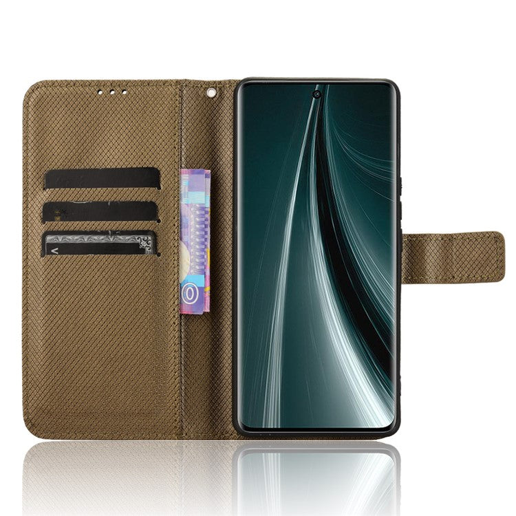 For vivo T3 Pro 5G / iQOO Z9s Pro 5G Case PU Leather Diamond Texture Wallet Phone Cover - Brown