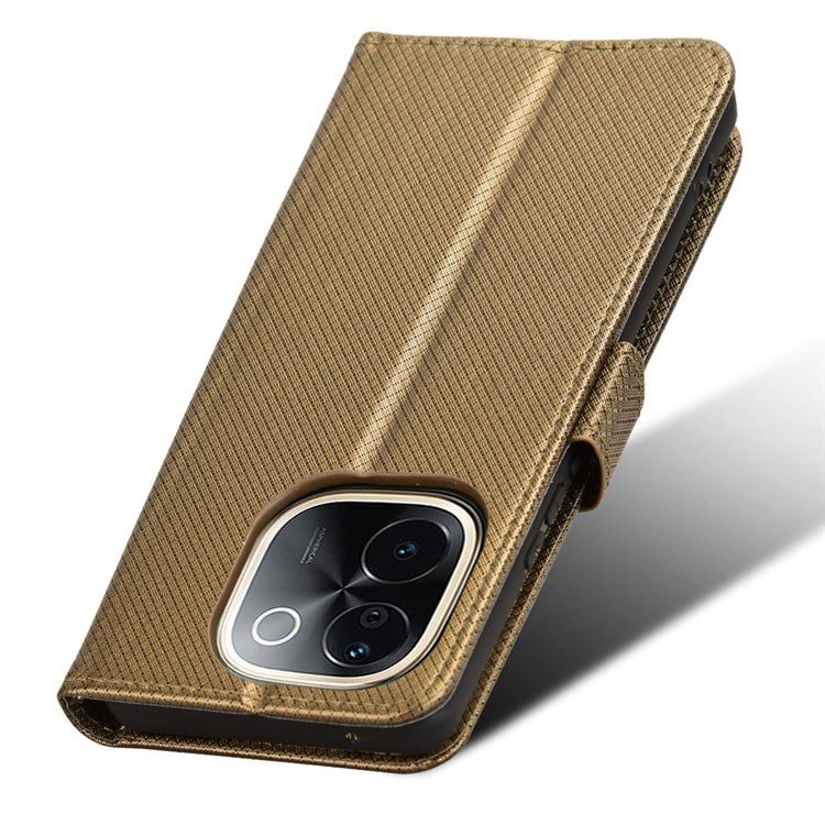 For vivo T3 Pro 5G / iQOO Z9s Pro 5G Case PU Leather Diamond Texture Wallet Phone Cover - Brown