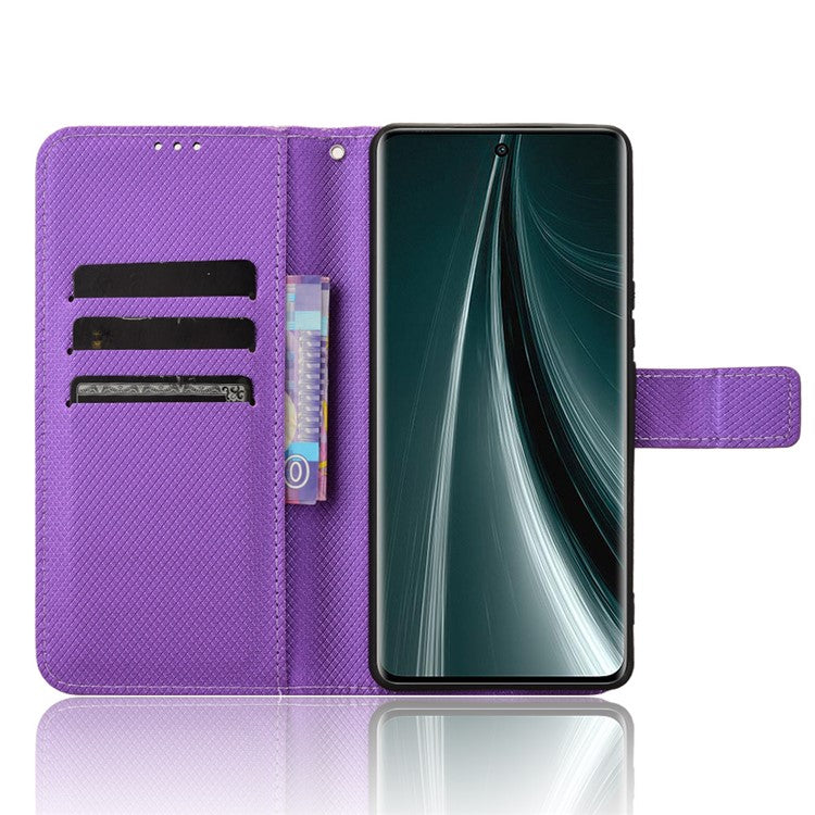 For vivo T3 Pro 5G / iQOO Z9s Pro 5G Case PU Leather Diamond Texture Wallet Phone Cover - Purple