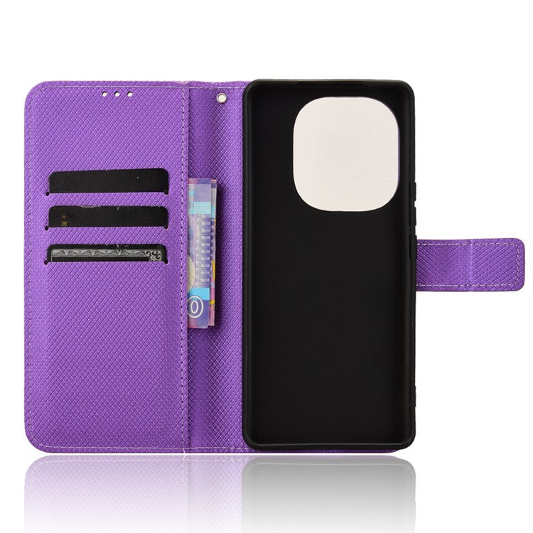 For vivo T3 Pro 5G / iQOO Z9s Pro 5G Case PU Leather Diamond Texture Wallet Phone Cover - Purple