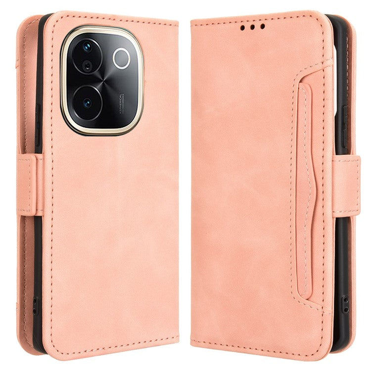 For vivo T3 Pro 5G / iQOO Z9s Pro 5G Leather Case Phone Wallet Cover with Multiple Card Slots - Pink