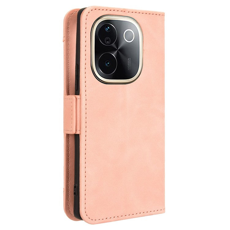 For vivo T3 Pro 5G / iQOO Z9s Pro 5G Leather Case Phone Wallet Cover with Multiple Card Slots - Pink