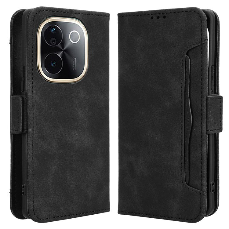 For vivo T3 Pro 5G / iQOO Z9s Pro 5G Leather Case Phone Wallet Cover with Multiple Card Slots - Black