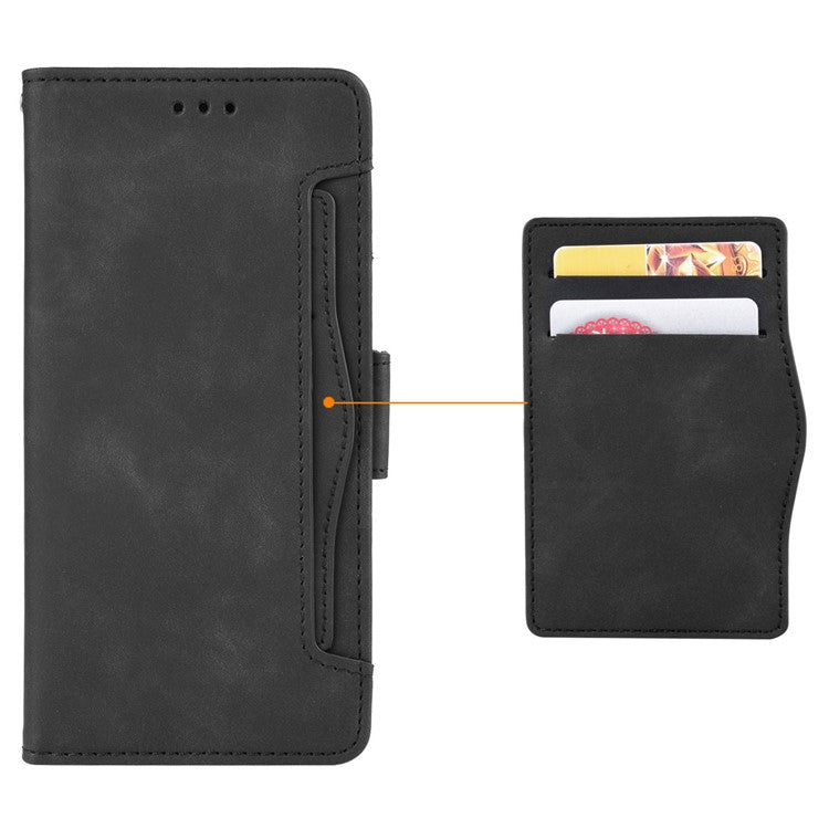 For vivo T3 Pro 5G / iQOO Z9s Pro 5G Leather Case Phone Wallet Cover with Multiple Card Slots - Black