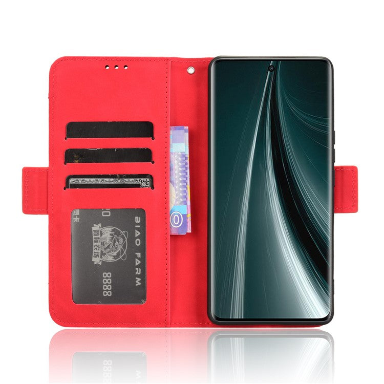 For vivo T3 Pro 5G / iQOO Z9s Pro 5G Leather Case Phone Wallet Cover with Multiple Card Slots - Red