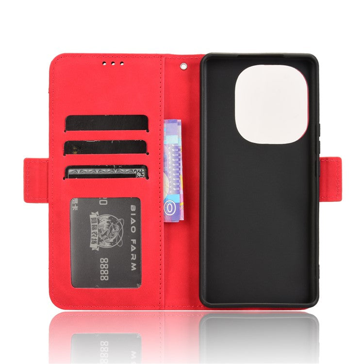 For vivo T3 Pro 5G / iQOO Z9s Pro 5G Leather Case Phone Wallet Cover with Multiple Card Slots - Red