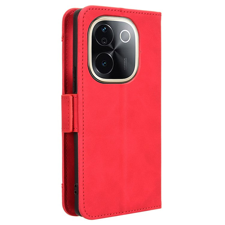 For vivo T3 Pro 5G / iQOO Z9s Pro 5G Leather Case Phone Wallet Cover with Multiple Card Slots - Red