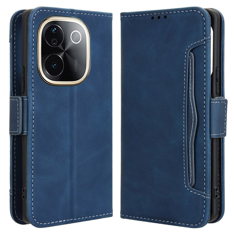 For vivo T3 Pro 5G / iQOO Z9s Pro 5G Leather Case Phone Wallet Cover with Multiple Card Slots - Blue