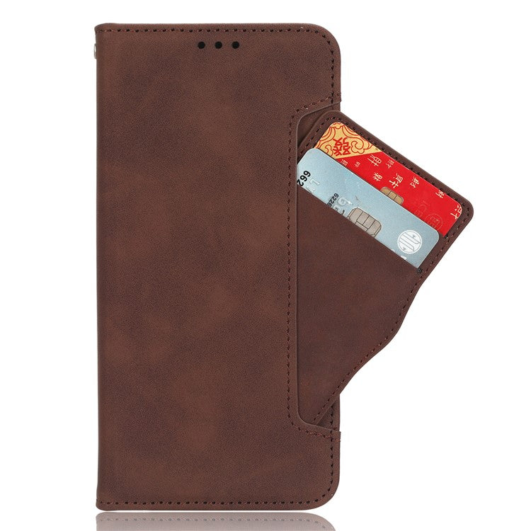 For vivo T3 Pro 5G / iQOO Z9s Pro 5G Leather Case Phone Wallet Cover with Multiple Card Slots - Brown