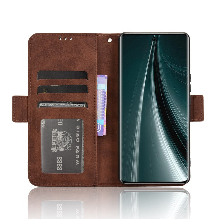 For vivo T3 Pro 5G / iQOO Z9s Pro 5G Leather Case Phone Wallet Cover with Multiple Card Slots - Brown